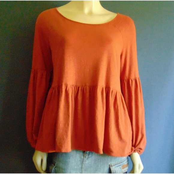 Peruvian Connection Tops - Peruvian Connection Cotton Peplum Top M